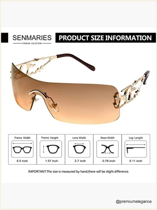 Rectangular Y2K Rimless Sunglasses Metal Flame Retro Unisex main image 6
